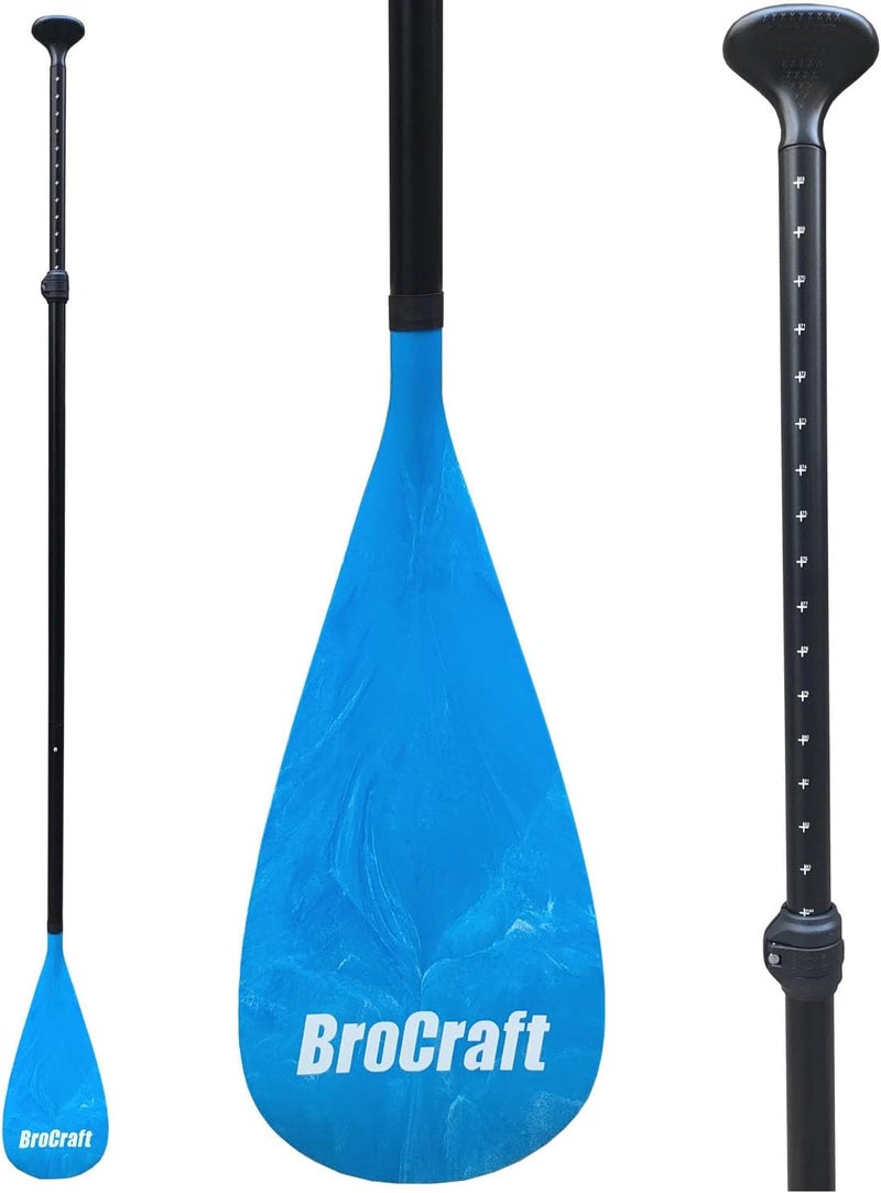 Brocraft مجاذيف SUP - مجذاف قابل للتعديل من 3 قطع - مجذاف خفيف الوزن لوح التجديف، عمود من سبائك الألمنيوم مطلي بـ PU بطول 68" - 84"، أسود/أزرق/أخضر/برتقالي/أحمر/أصفر بشفرة بلاستيكية نايلون - Image 1